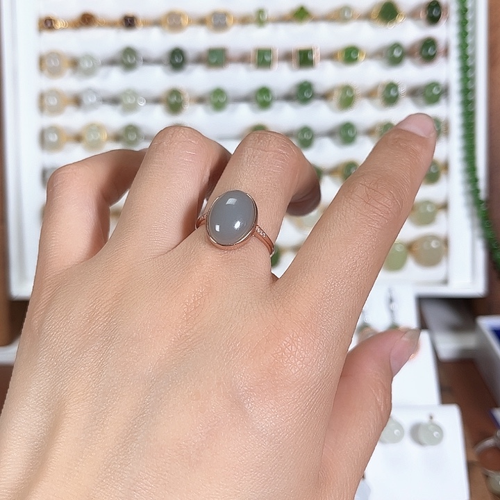 和田玉戒指银S925镶嵌