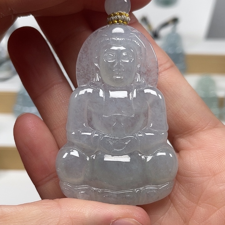 翡翠未镶嵌颈饰天然缅甸翡翠A货观音86号