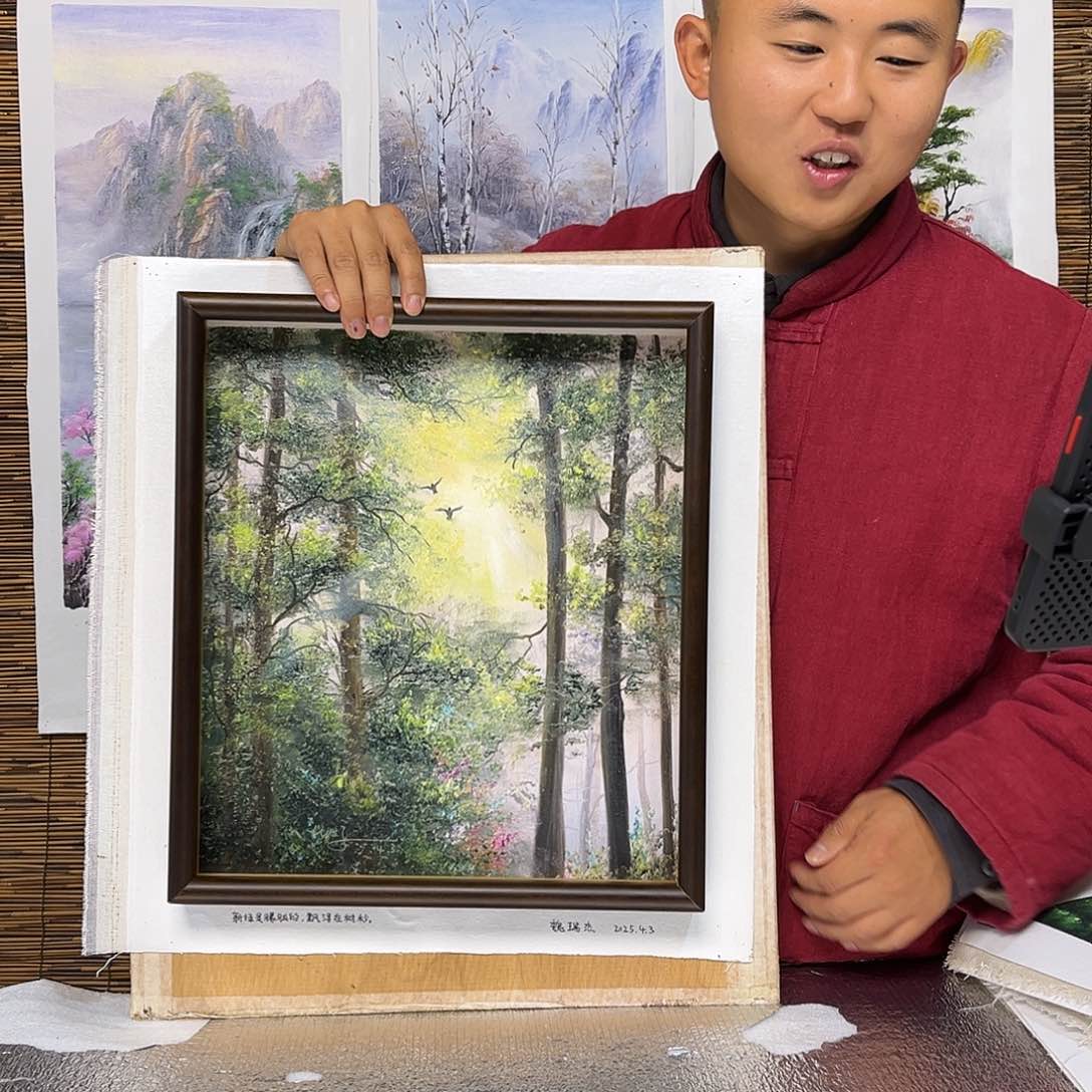 油画行路人小院绘画作品竞拍