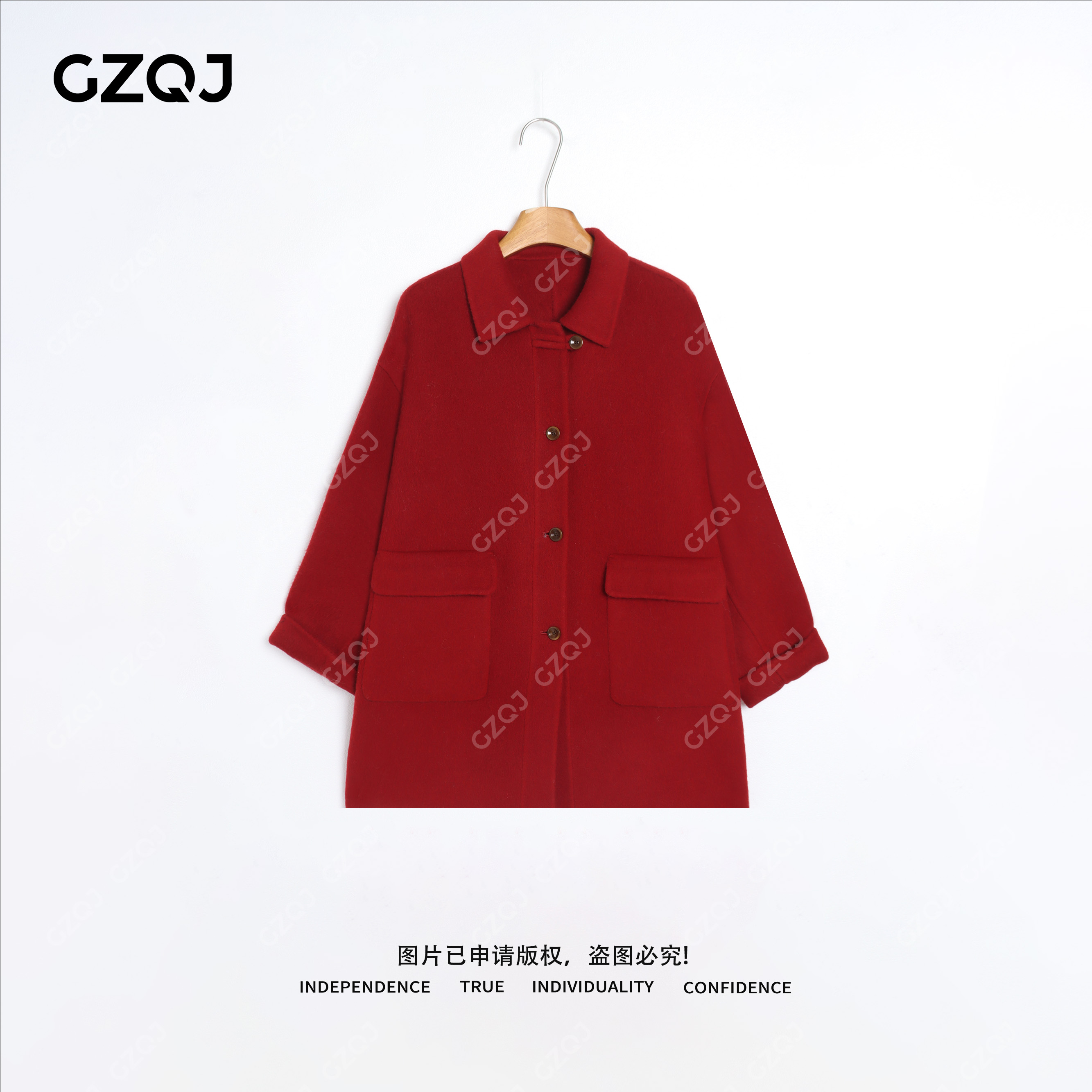 老琴私服【新年序曲】骆驼绒桑蚕丝绵羊毛毛呢外套女冬款大衣 71830