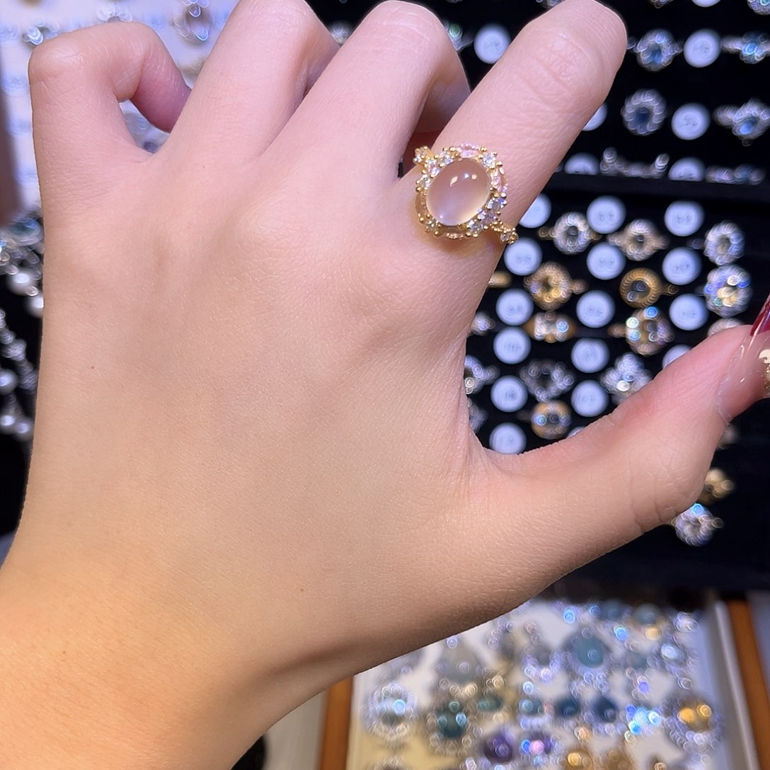 芙蓉石戒指银S925镶嵌