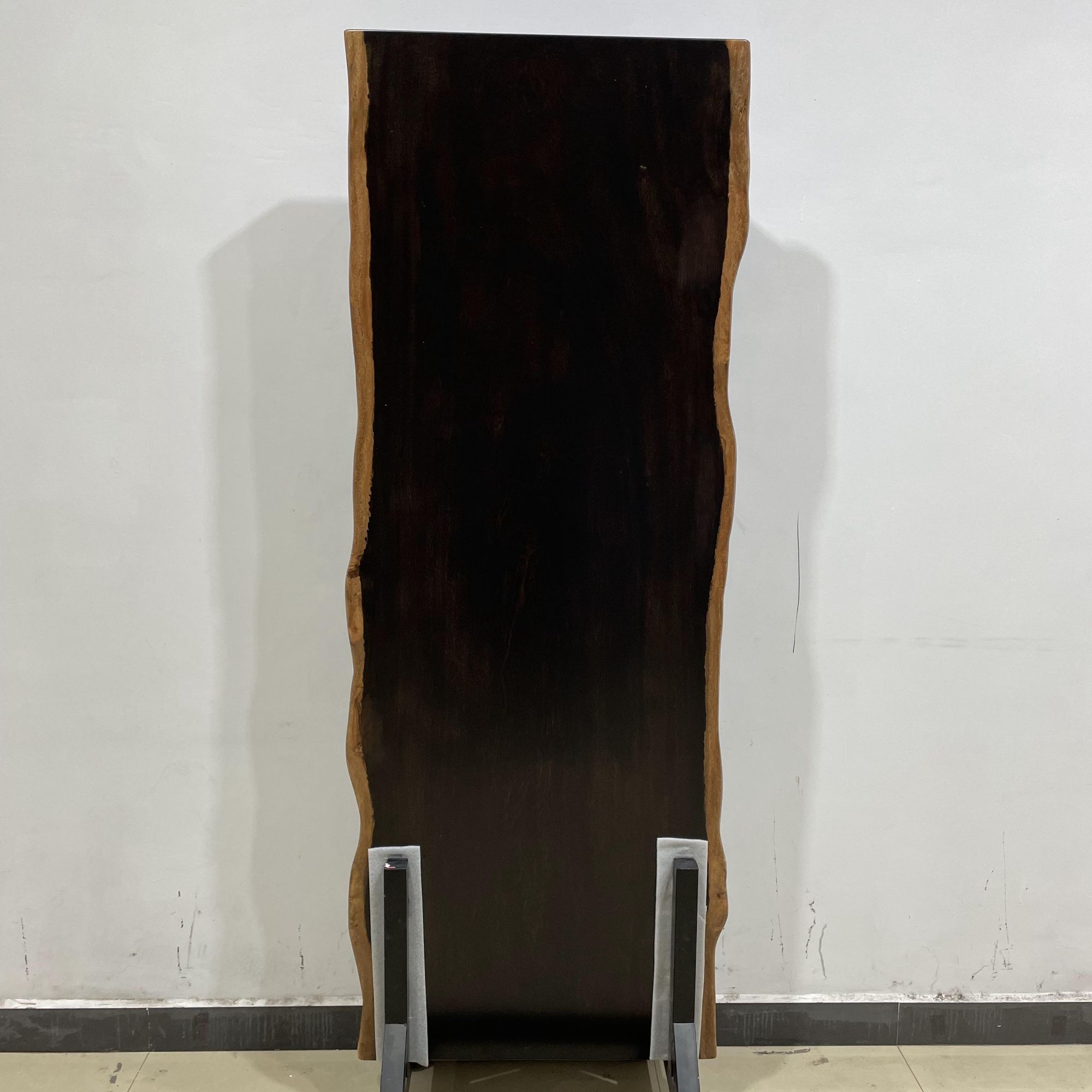 943-长210宽77-76-77厚8.5公分自然边非洲黑檀大板整板原木茶几