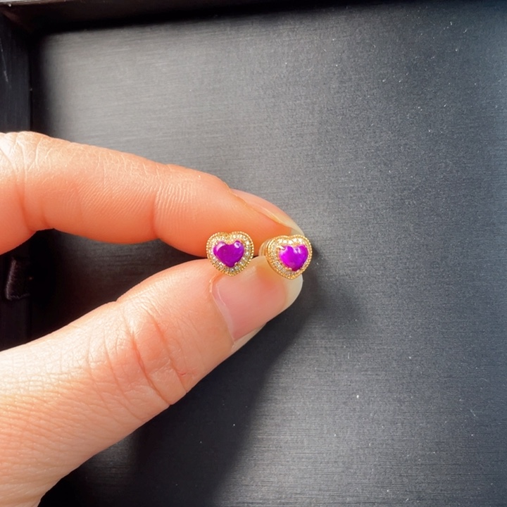 苏纪石（舒俱来）耳钉18K金镶嵌