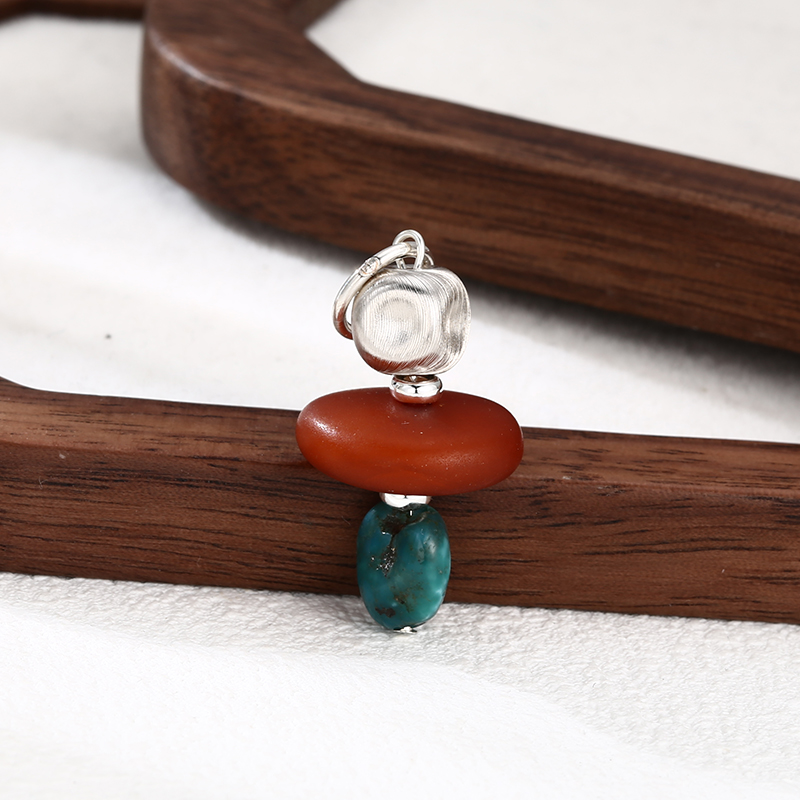 925银耳饰 手工银红绿双珠耳钉 耳扣 韩版流行精工耳饰