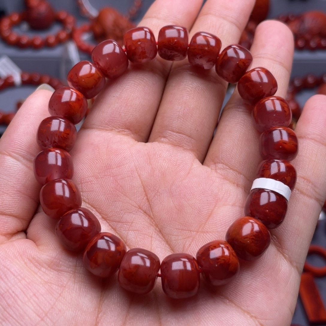 南红玛瑙未镶嵌珠宝奇石单圈10.5mm