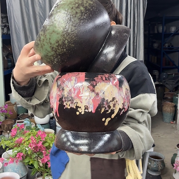 16×21 -粗陶花盆有孔-买买买