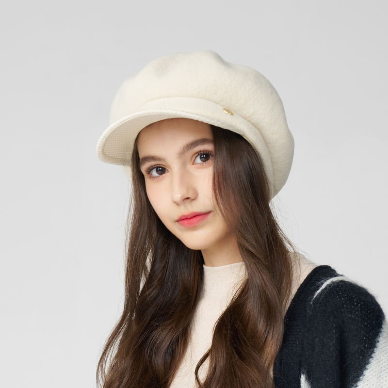 100%全羊毛呢华夫格子云朵贝雷帽小香风气质新款画家帽帽子鸭舌帽
