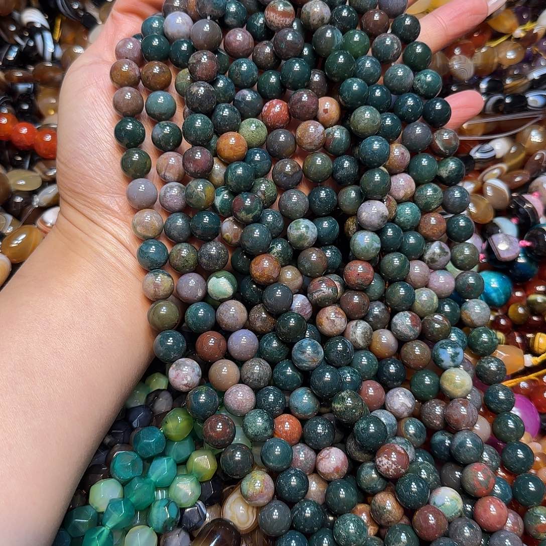 玛瑙/玉髓未镶嵌珠宝半成品10mm水草玛瑙