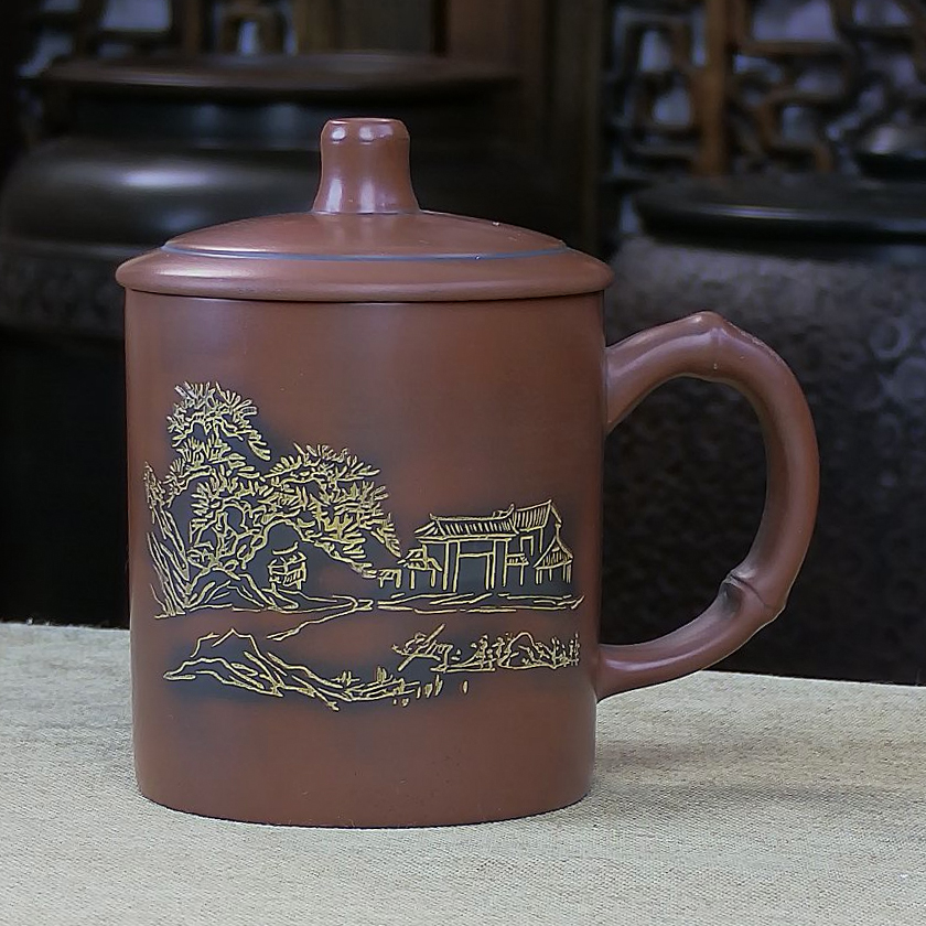 【办公杯】钦州坭兴陶带盖带茶杯大容量办公家用喝水杯精美高档