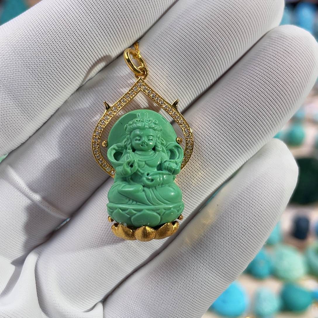 绿松石珠宝奇石18K金镶嵌