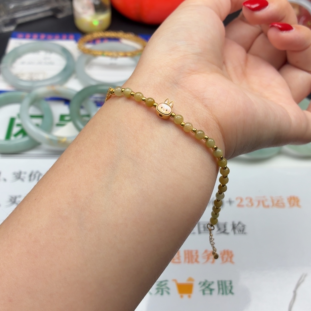 翡翠银S925镶嵌手串0954