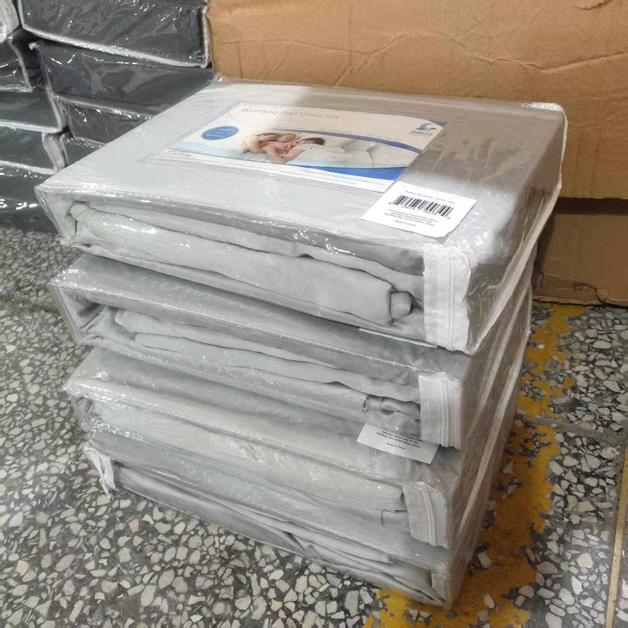 浅灰色TWIN 100%竹纤维三件套 床笠90×190+床单160×220+枕套