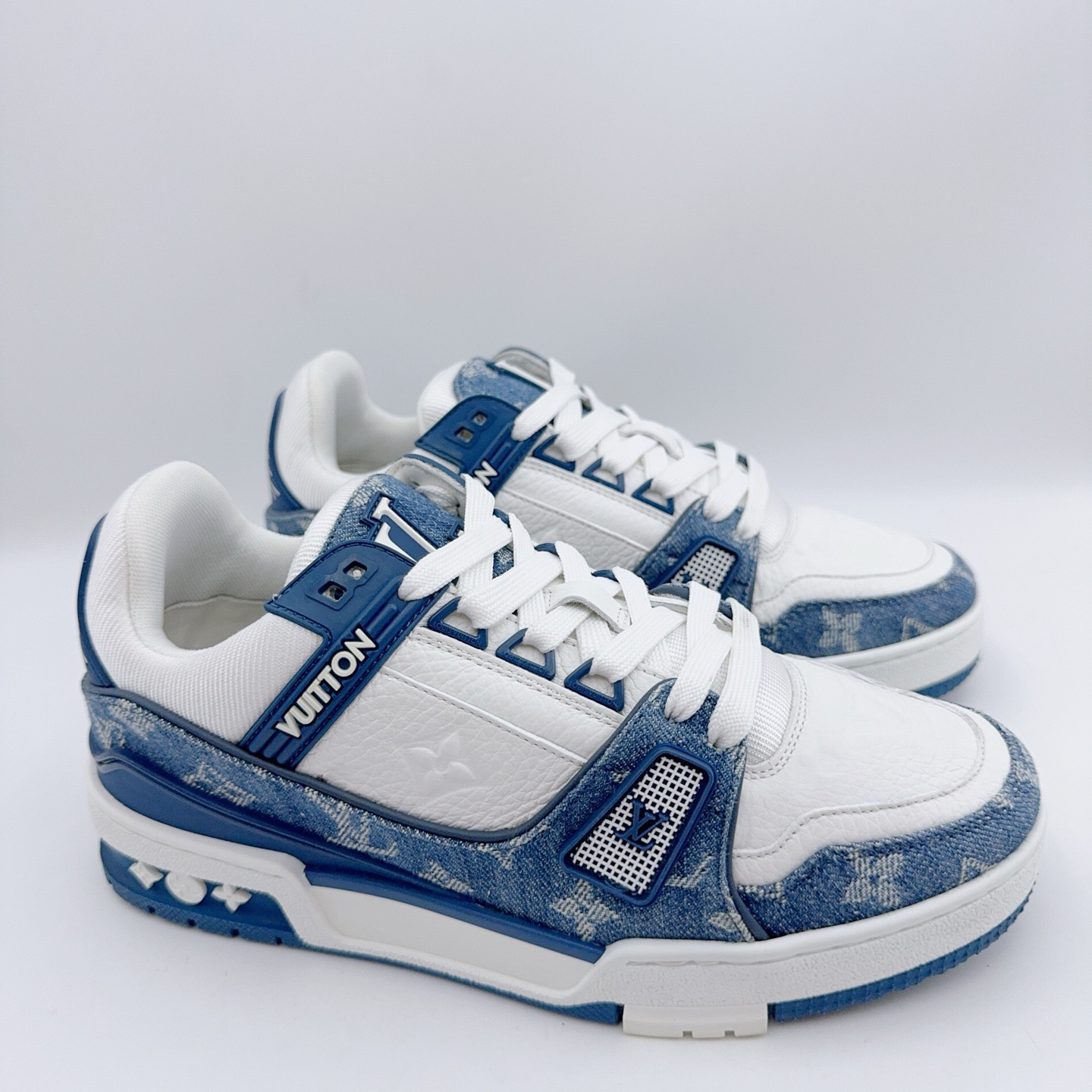 95新 LouisVuitton/路易威登 37.5码/蓝牛仔trainer休闲鞋/02195