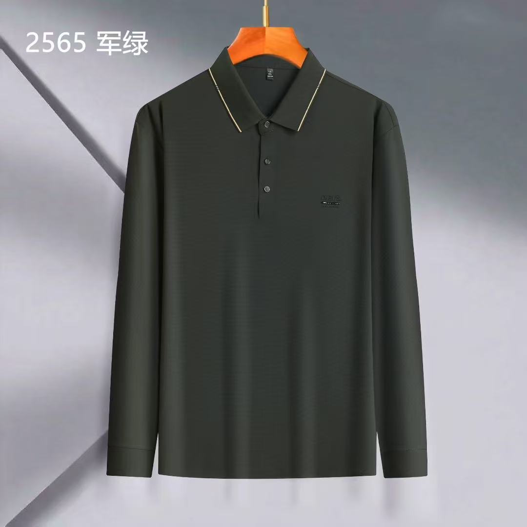 190-290斤加肥加大商务休闲无痕锦氨弹力翻领polo衫打底衫565#