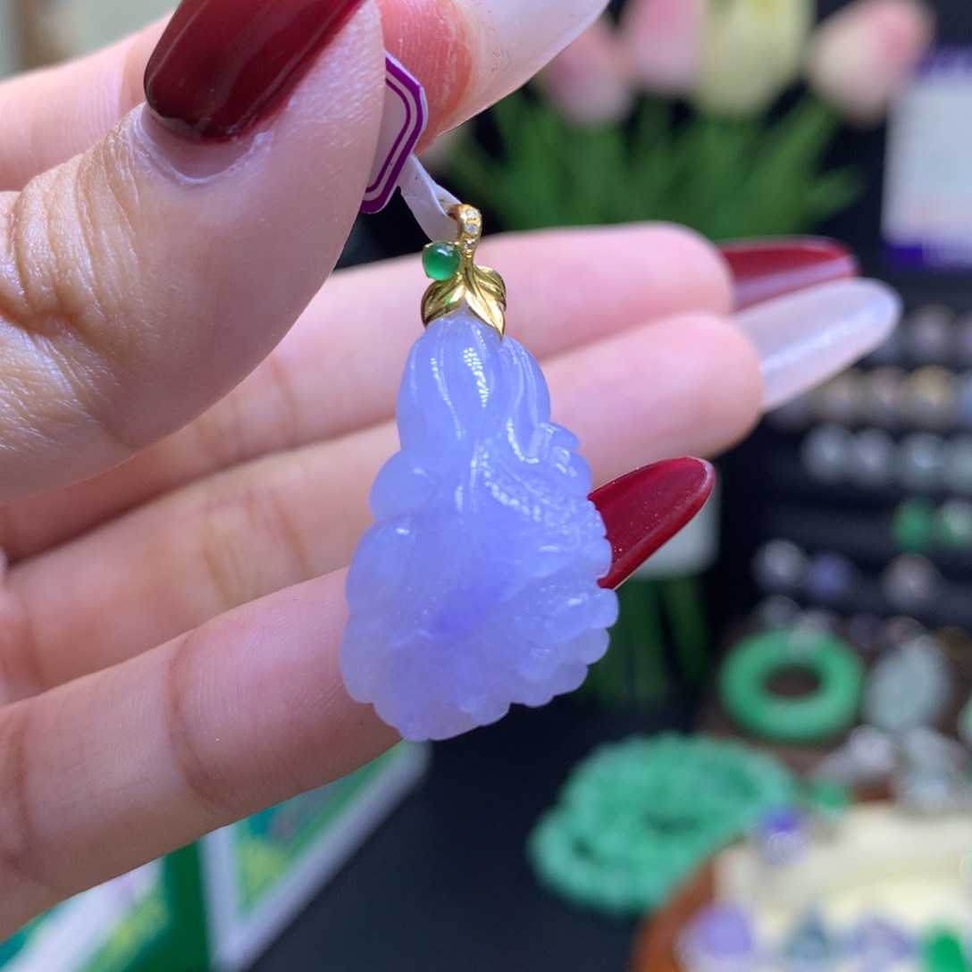 翡翠颈饰18K金镶嵌天然