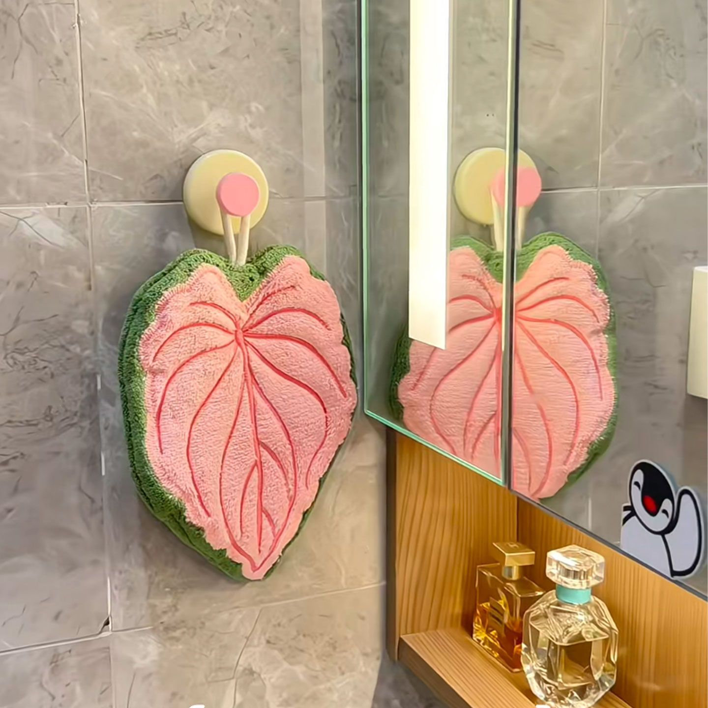 【2个装】植物叶子擦手巾挂式厨房卫生间浴室便携毛巾抹布吸水手帕