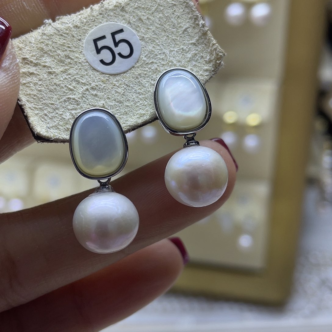 淡水珍珠耳饰银S925镶嵌