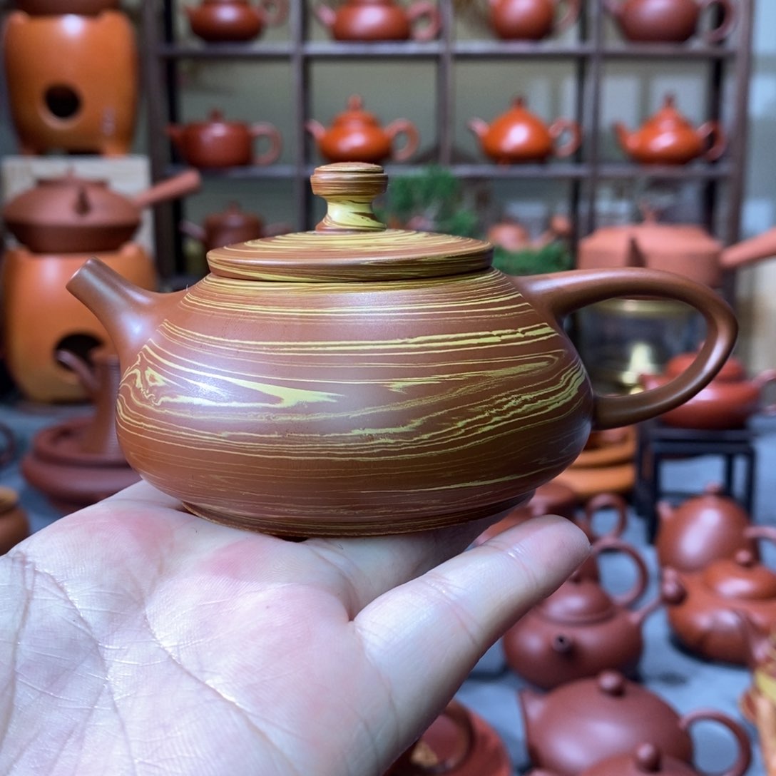 紫砂茶壶吴翰石矿朱绞泥石瓢壶120cc