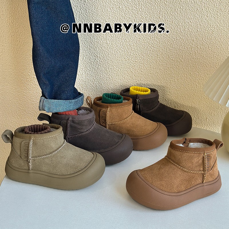 童丫TOYO 2025年冬季新款短靴儿童休闲简约款包头防踢厚底雪地靴