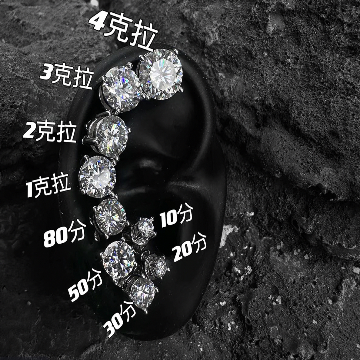 钛钢耳饰 莫桑石耳钉轻奢1克拉【6mm】设计师款简约百搭小众气质