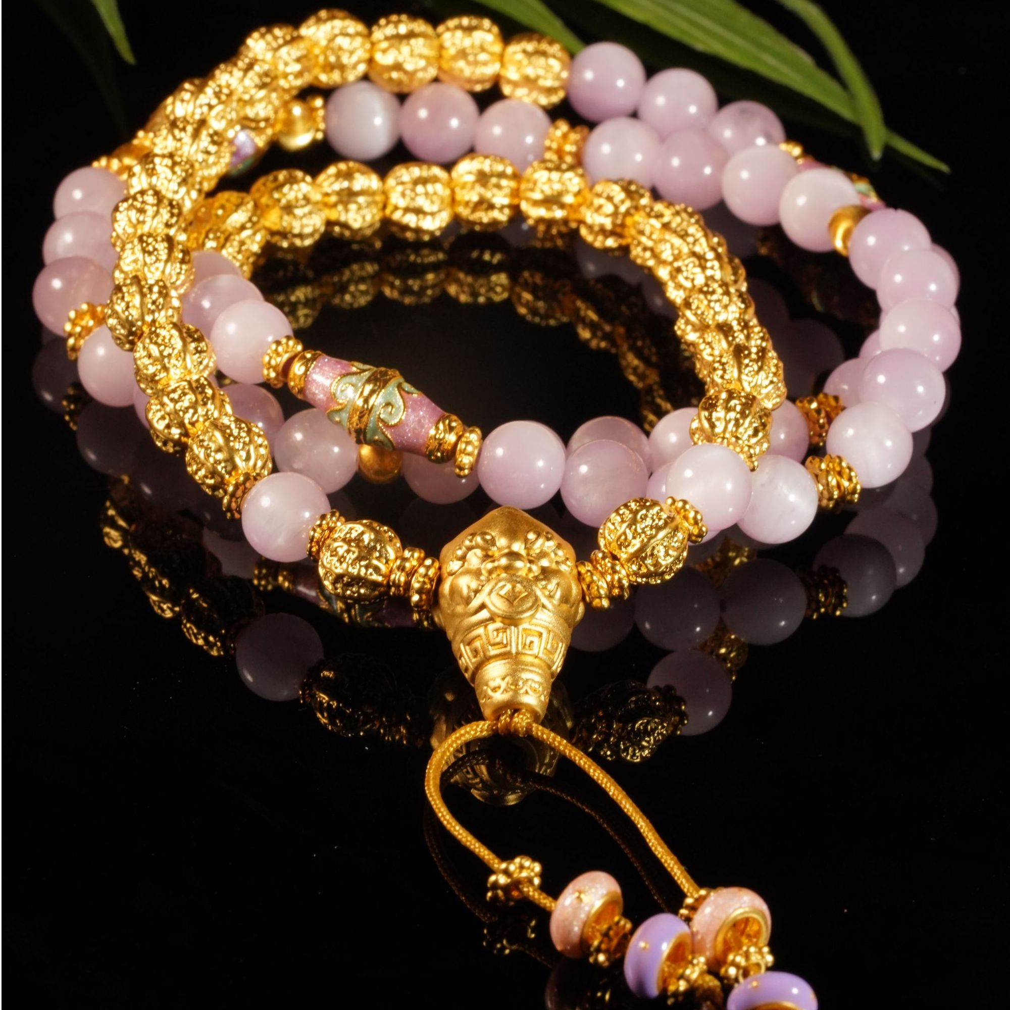 足金999【木山紫】气质紫色素款单圈串珠套链TL024