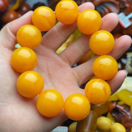 琥珀（花珀）手串未镶嵌蜜蜡