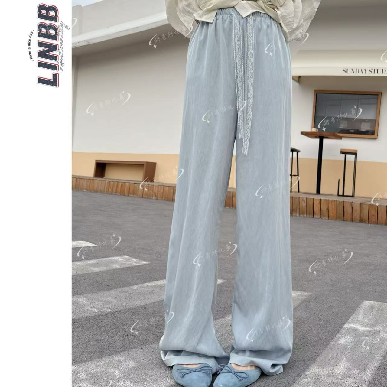 林北鼻-【冰露裤】韩单东大门高腰丝滑显瘦直筒休闲裤