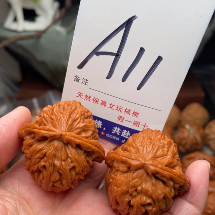 桃核把件文玩核桃白狮子38