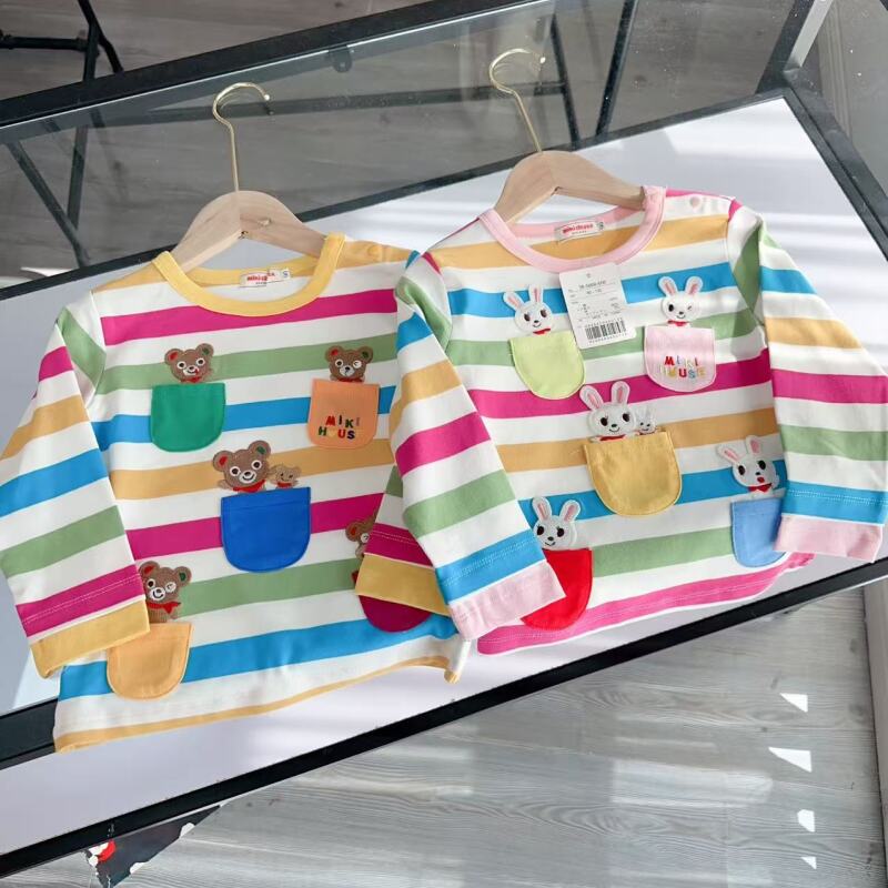 【口袋兔】日单MK2025年早春夏款儿童休闲卡通夏季刺绣短袖T恤时