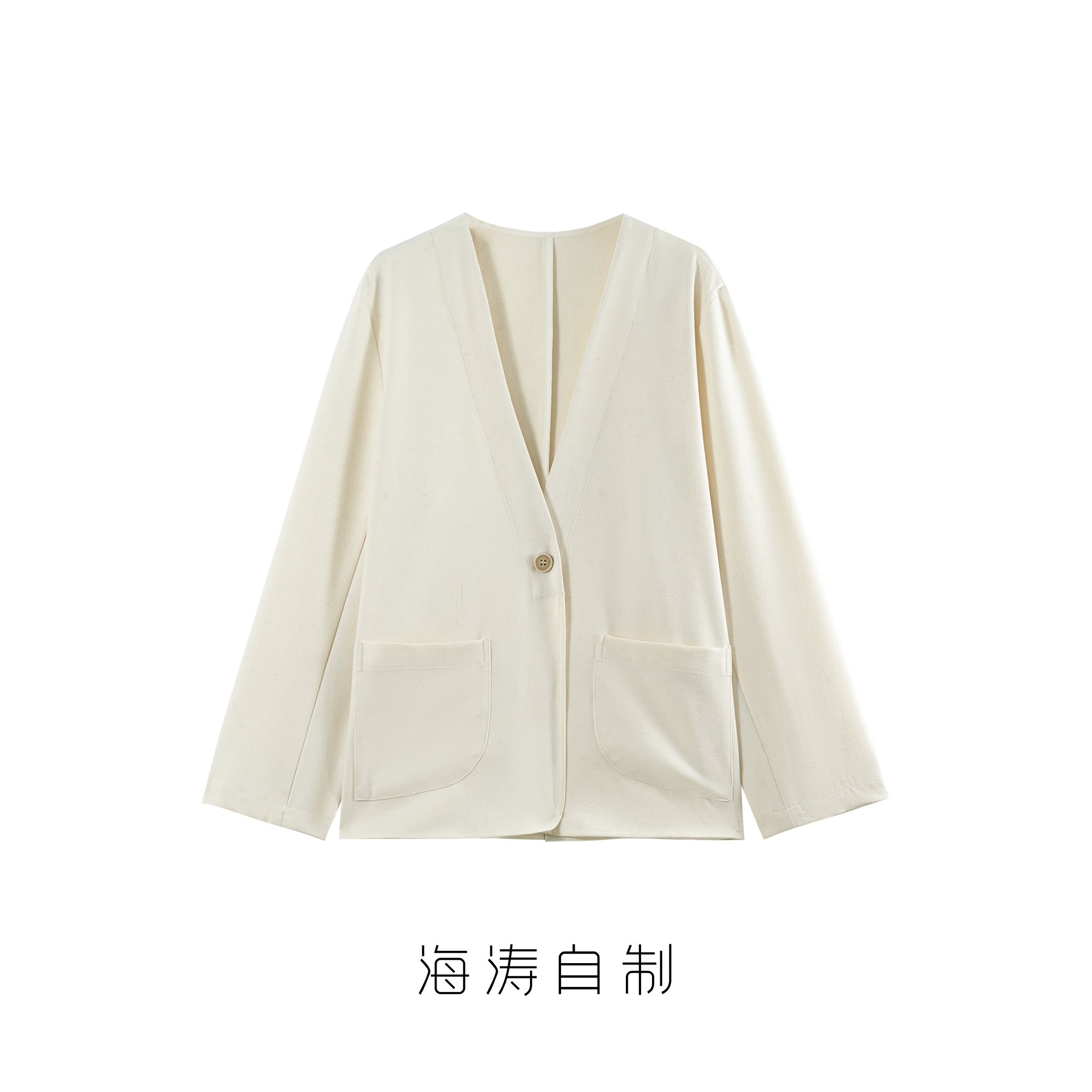 【618大促】「静奢」亚麻单纽扣V领长袖西装 TCHX9229