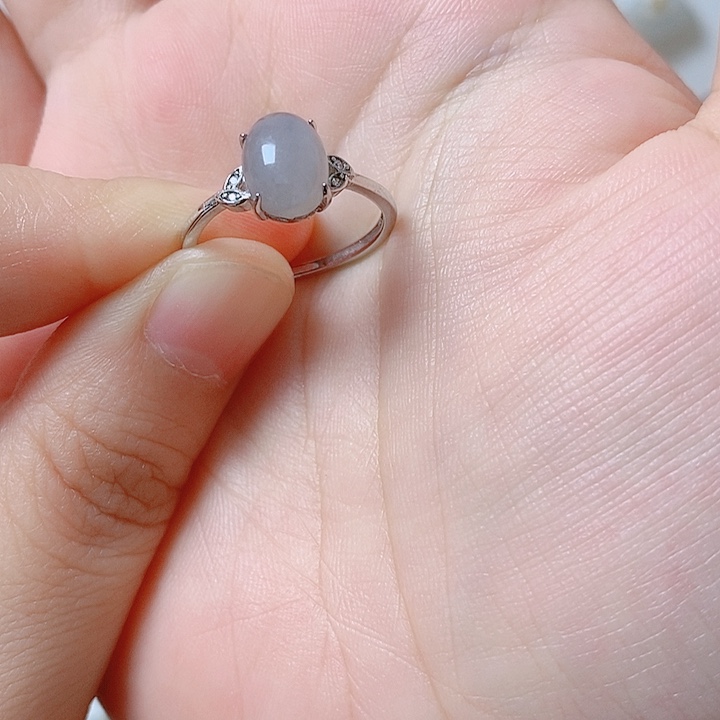 和田玉戒指银S925镶嵌