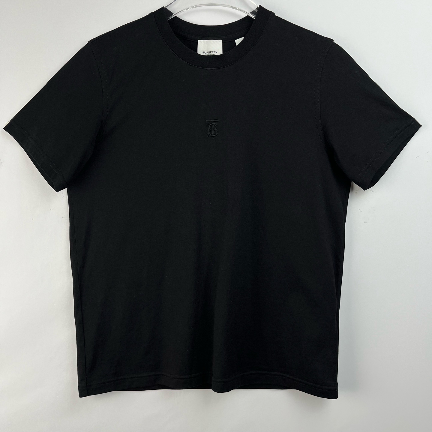 99新 BURBERRY/博柏利 18825647 刺绣logo圆领短袖T恤 黑色 S码