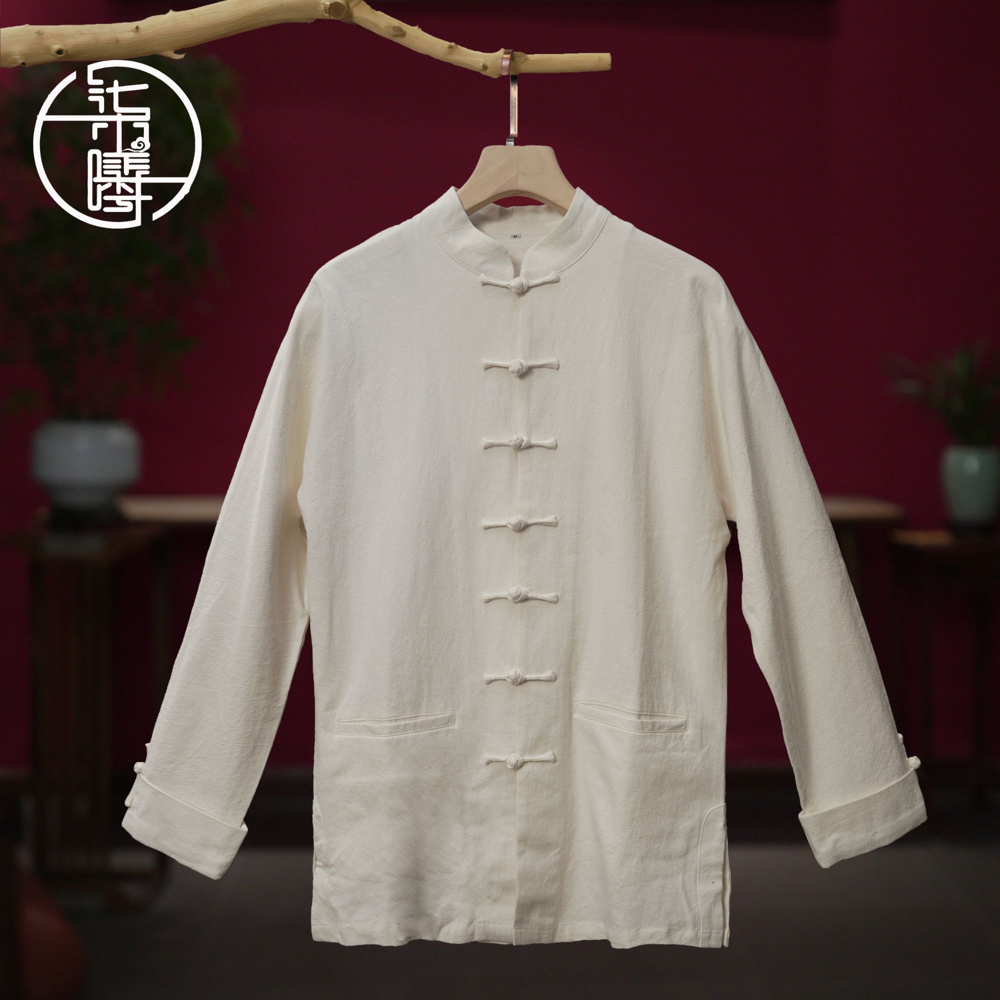 Sevensee/柒曦华服中国风唐装长袖秋装唐装男士男款苎麻古风男装