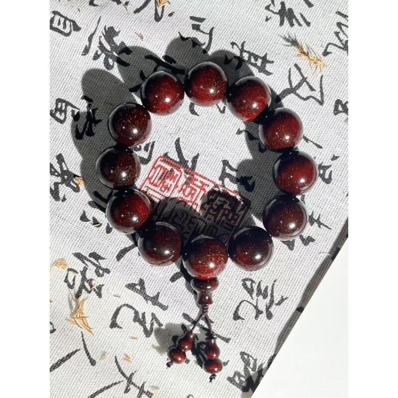 XY1889带三通印度小叶紫檀2.0顶级高货单圈手串