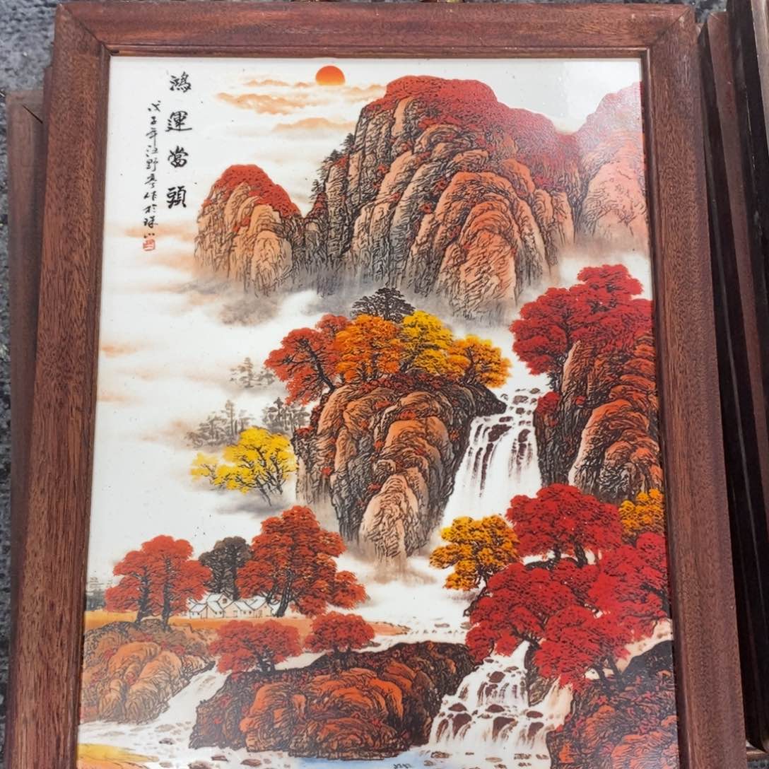 瓷片37*28 景德镇瓷板画柴窑烧制