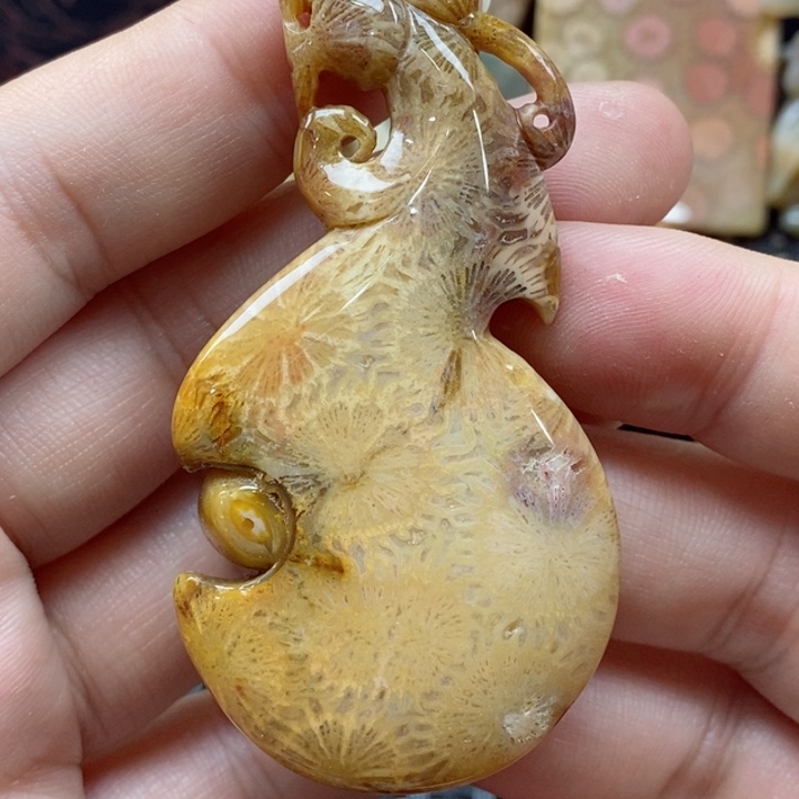 硅化珊瑚（珊瑚玉）颈饰未镶嵌