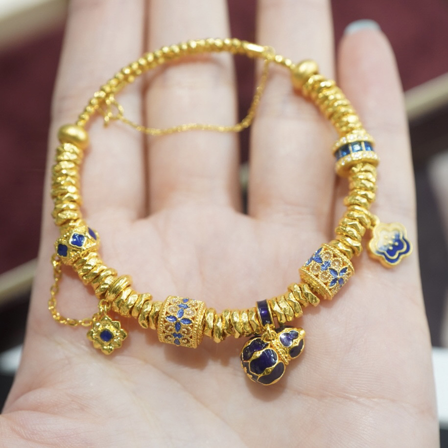 【金多多珠宝】足金999蓝精灵盘缠手镯盘缠5mm附加260/件