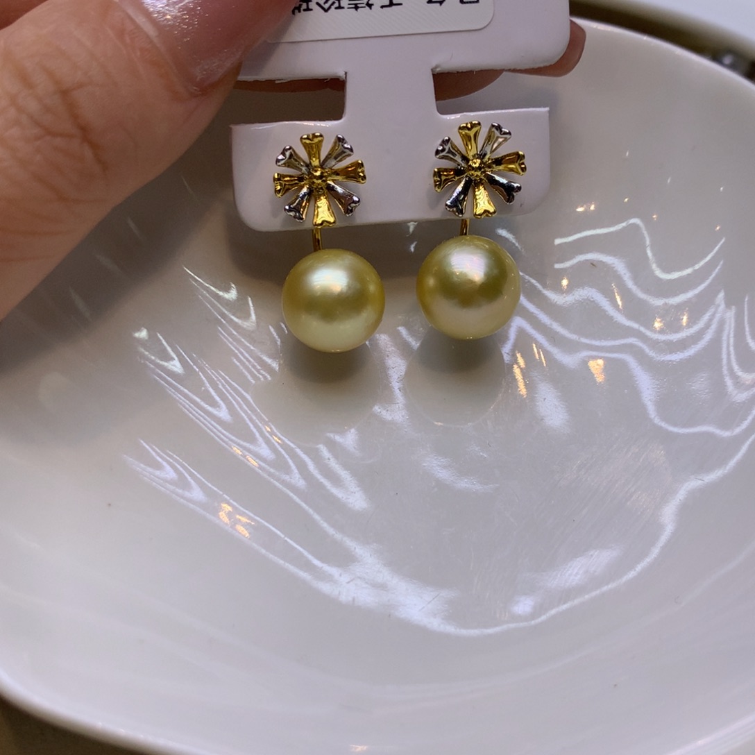 银S925镶嵌耳饰海水珍珠