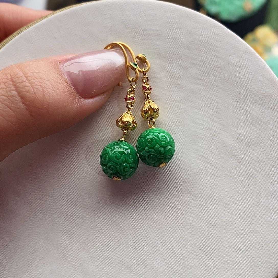 翡翠未镶嵌耳饰耳饰