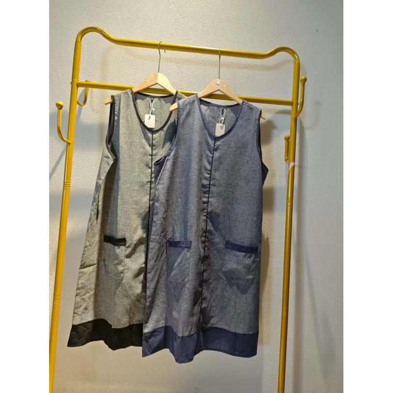 唯琳剪标  A2-9-3532款  无袖慵懒风吸汗V领连衣裙长97