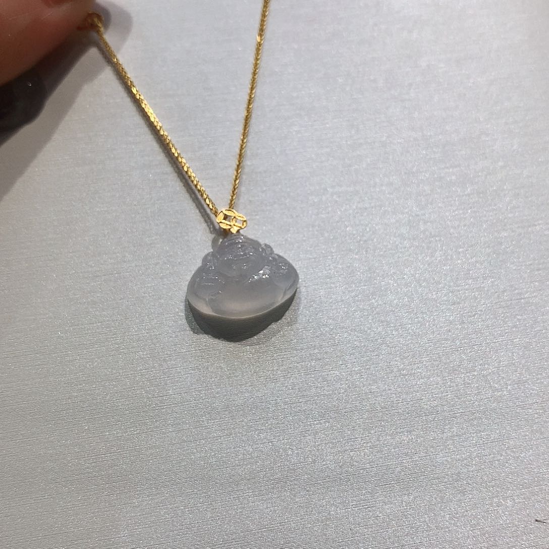 翡翠18K金镶嵌吊坠(不含链)