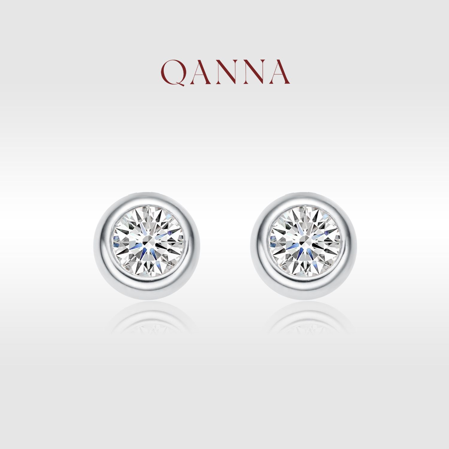 QANNA【泡泡】【50分】天然钻石时尚轻奢百搭单钻钻石耳钉AY