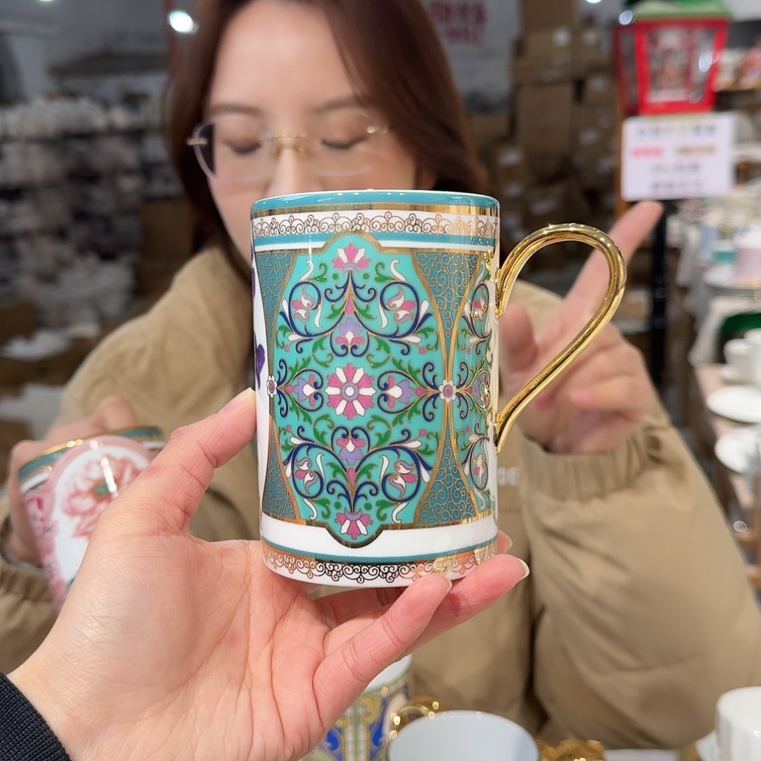 瓷鹅黄原单马克杯一个400ml微瑕