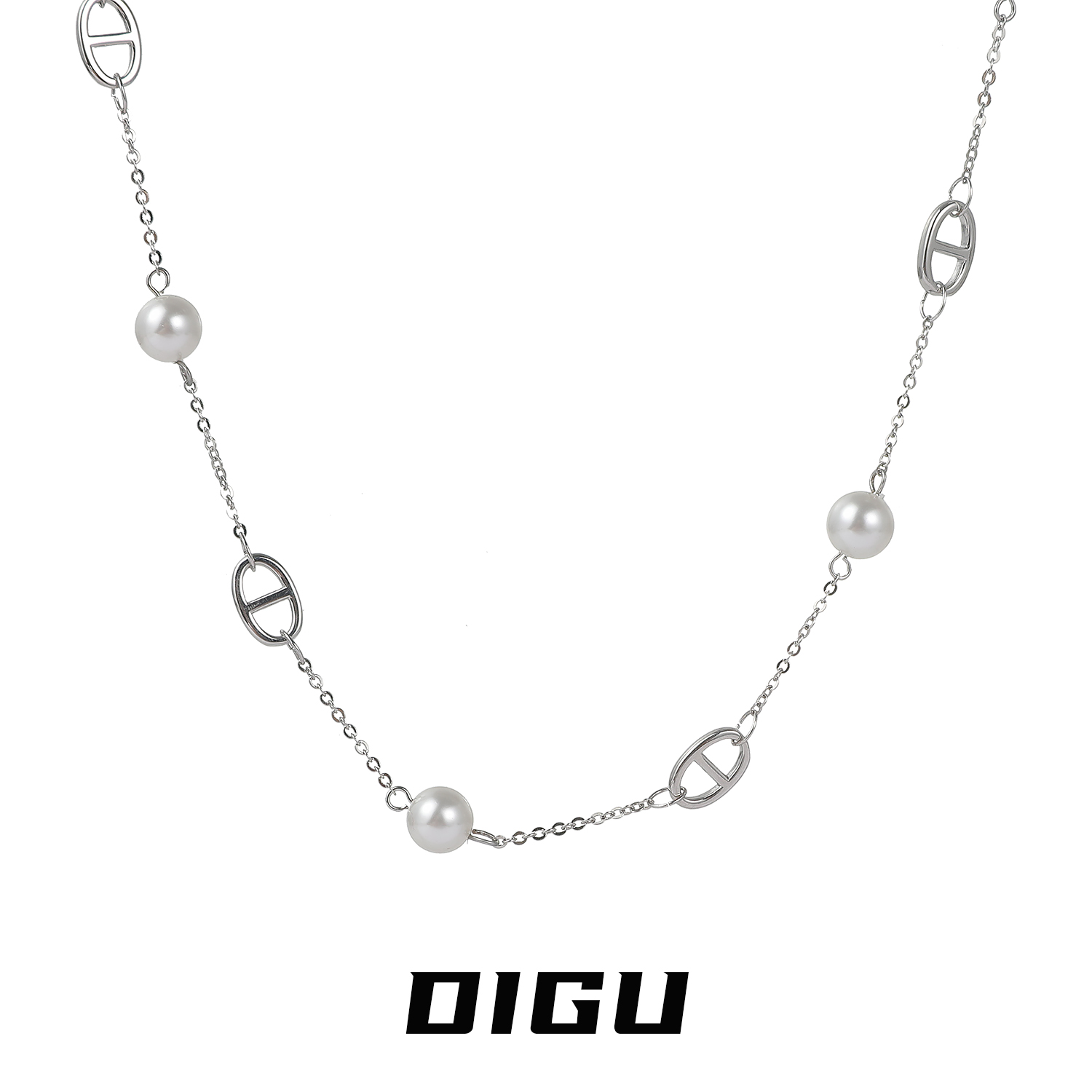 嘀咕家 铜合金仿珍珠项链 多种戴法小猪鼻子珍珠项链轻奢短款颈链