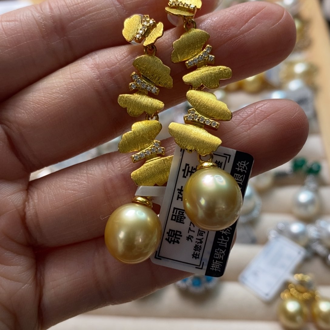 海水珍珠耳饰银S925镶嵌