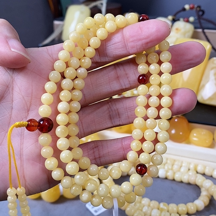 琥珀未镶嵌裸石108手链