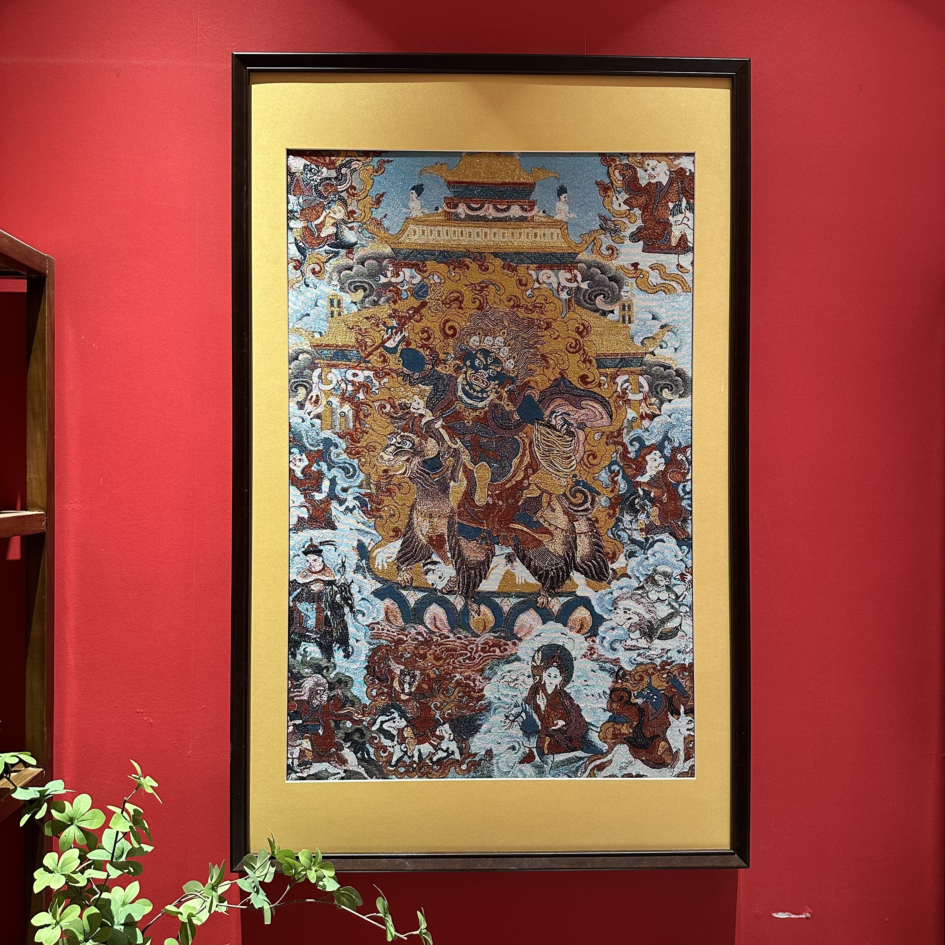 【玄一】刺绣唐卡{【吉祥天母】茶室挂画藏传书房挂画茶室挂画走廊画