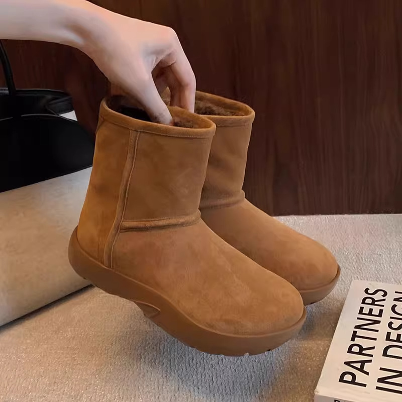 BAO/宝小姐冬季加厚毛绒厚里驼色短筒靴7800-700休闲时尚百搭保暖