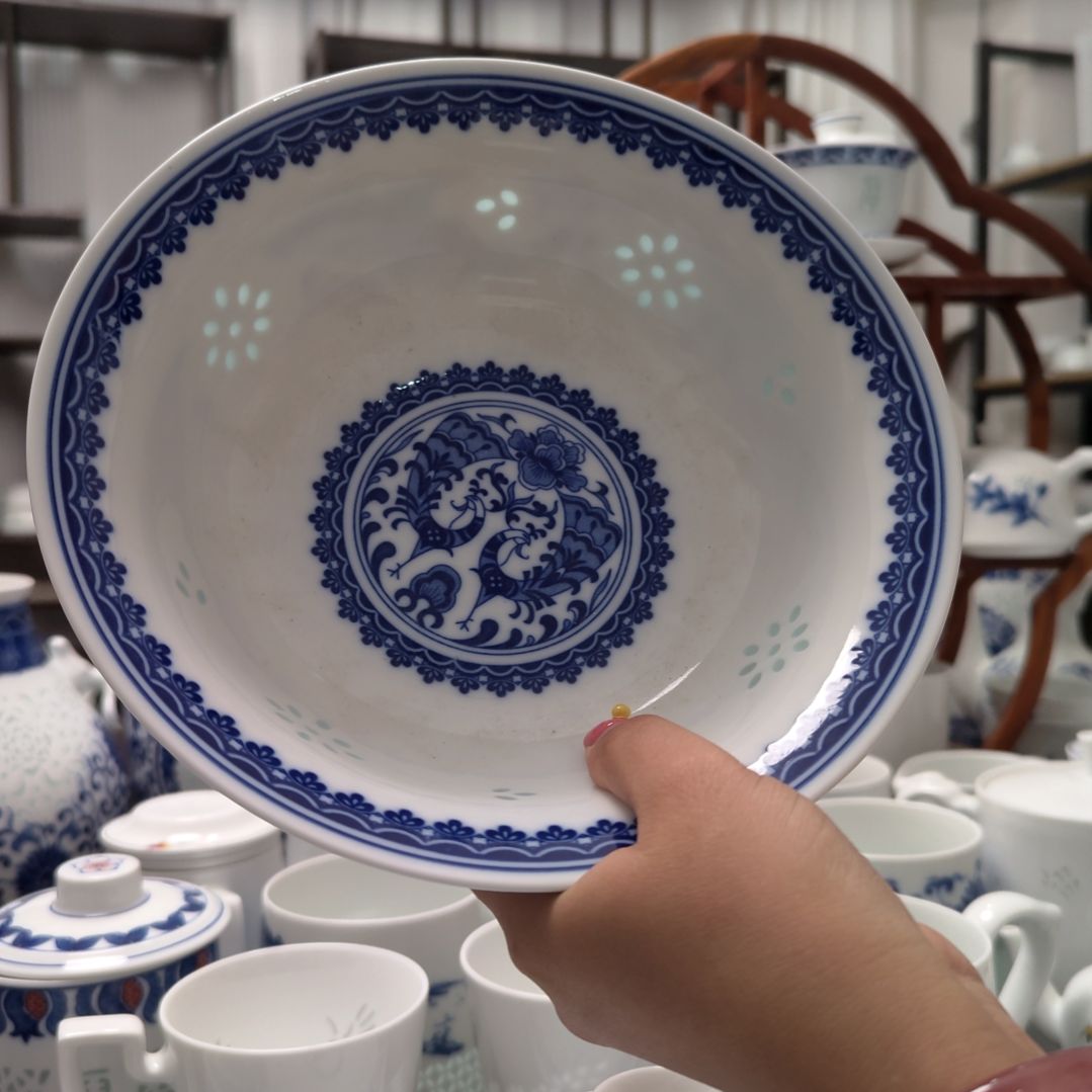 陶瓷孔雀7寸面碗两只装