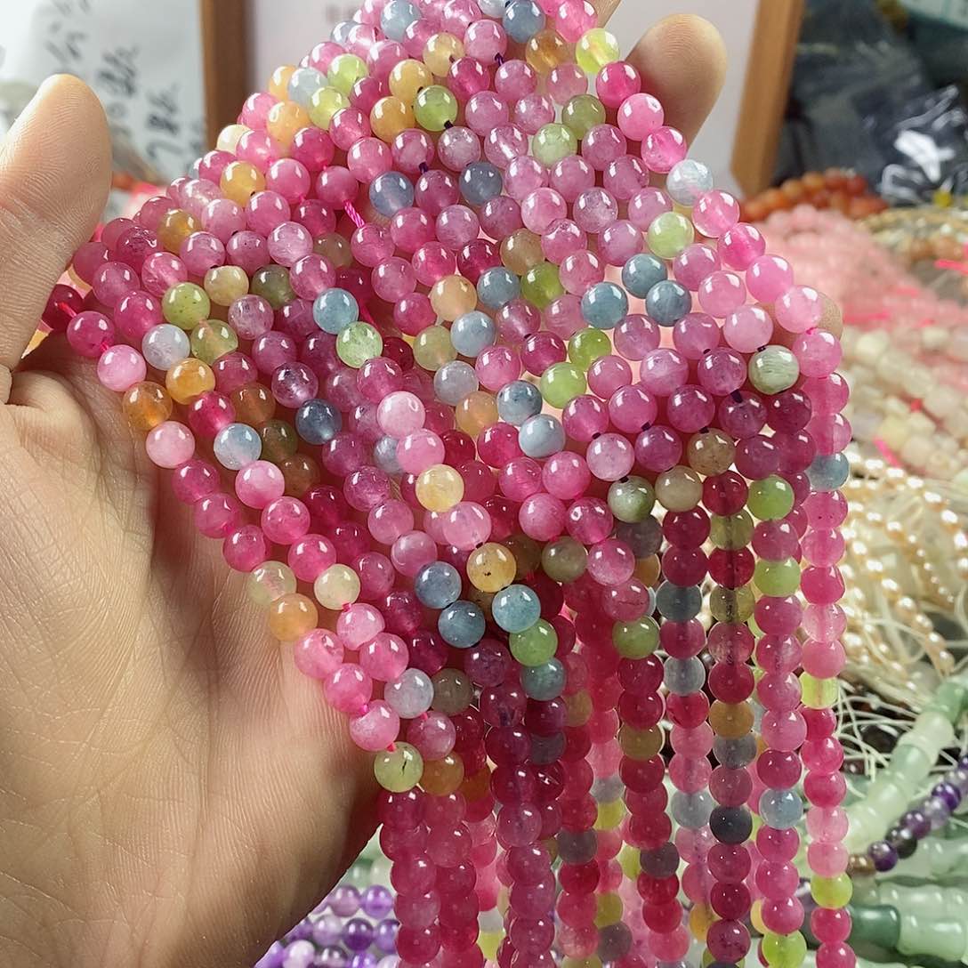 玛瑙/玉髓珠宝半成品未镶嵌一条6mm糖果玉髓A276